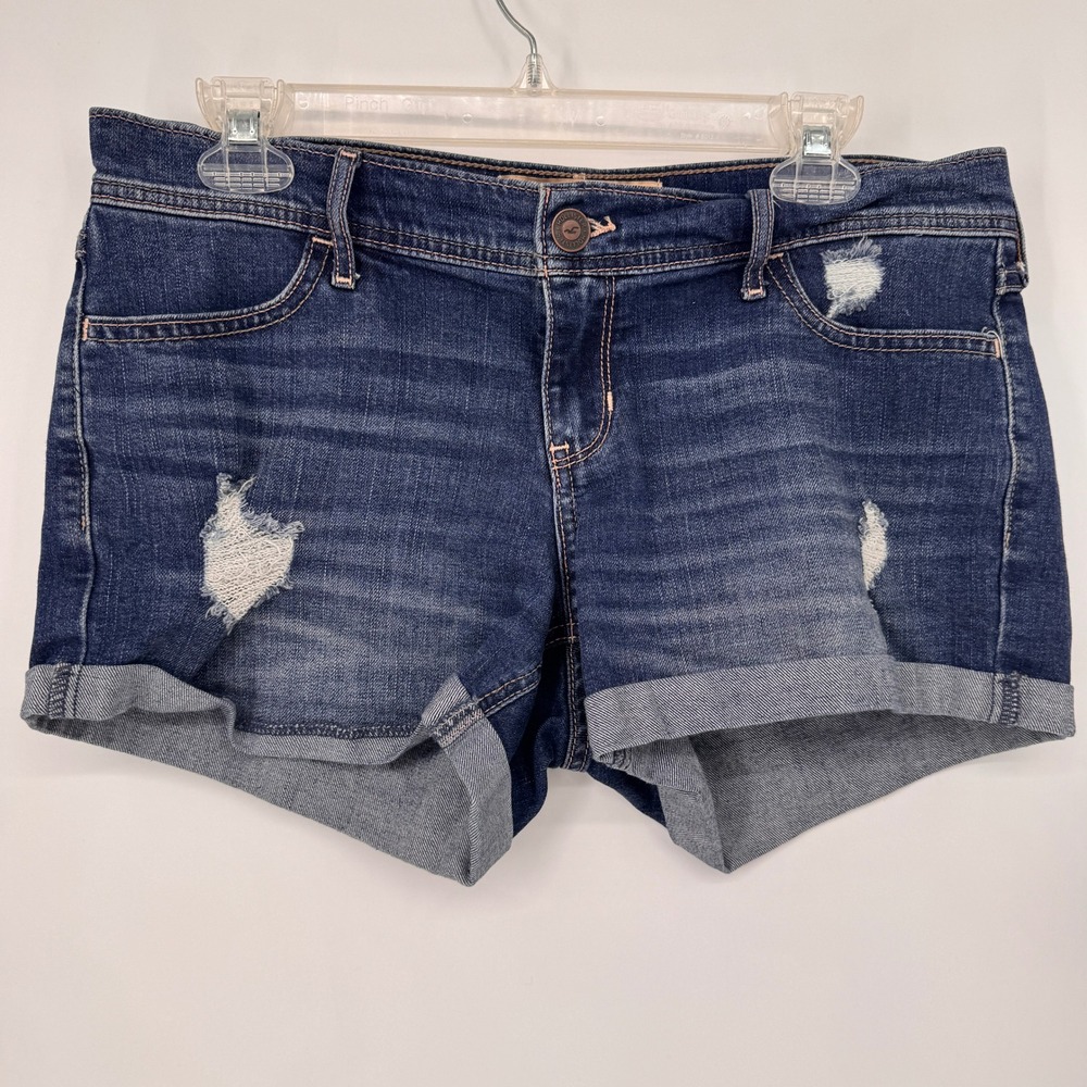 Hollister Dark Blue Distressed Denim Jean Shorts